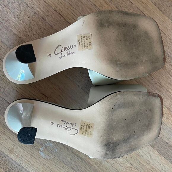 Circus by Sam Edelman Ruched Leather Slip-On Heels Croc Insole Sandals Size 6.5 - Picture 5 of 8